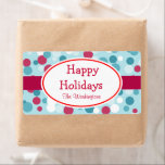 Retro Jolly Christmas Dots Labels<br><div class="desc">Blau und beerrote Punkte geben diesem Label Retro Weihnachtsstil. Personalisieren Sie diese Bezeichnung,  indem Sie den Text an Ihre Bedürfnisse anpassen. Benutzen Sie diese niedlichen Vintagen Etiketten auf Weihnachtsgeschenke,  Geschenktaschen,  Kunsthandwerk,  Lebensmittelbehältern,  Weihnachtskekse,  etc... .Das Design stammt aus der Originalkunst.</div>