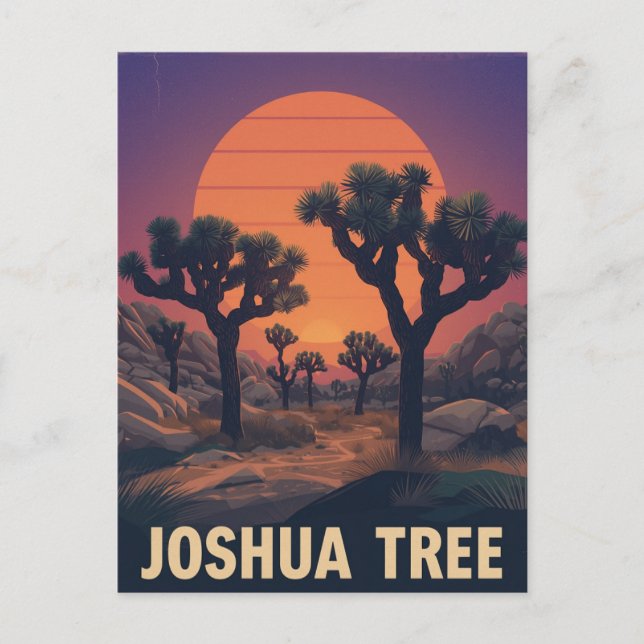 Retro Joshua Tree Nationalpark Postkarte (Vorderseite)