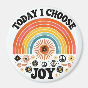 Retro Joyful Rainbow Peace Magnet Choisissez Joie