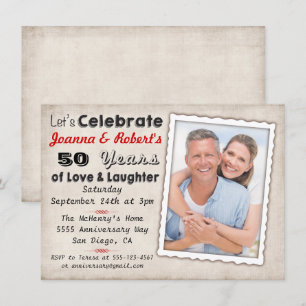 Retro-Jubiläum-Party Einladung mit Foto