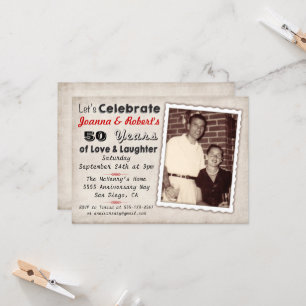 Retro-Jubiläum-Party Einladung mit Foto