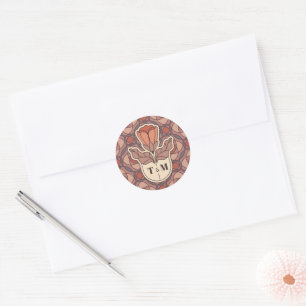 Retro-Jugendstil-Monogramm-Hochzeits-Aufkleber Runder Aufkleber