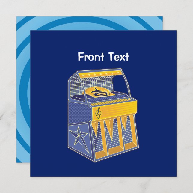 Retro Jukebox Einladung (Vorne/Hinten)