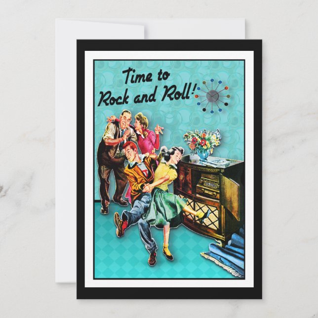 Retro Jukebox Party für Rock und Roll Einladung (Vorderseite)