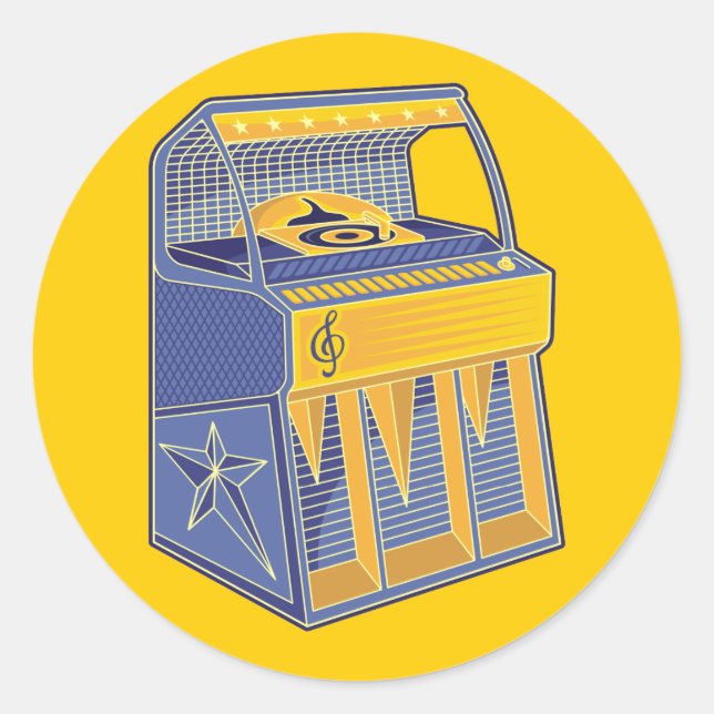 Retro Jukebox Runder Aufkleber (Vorderseite)