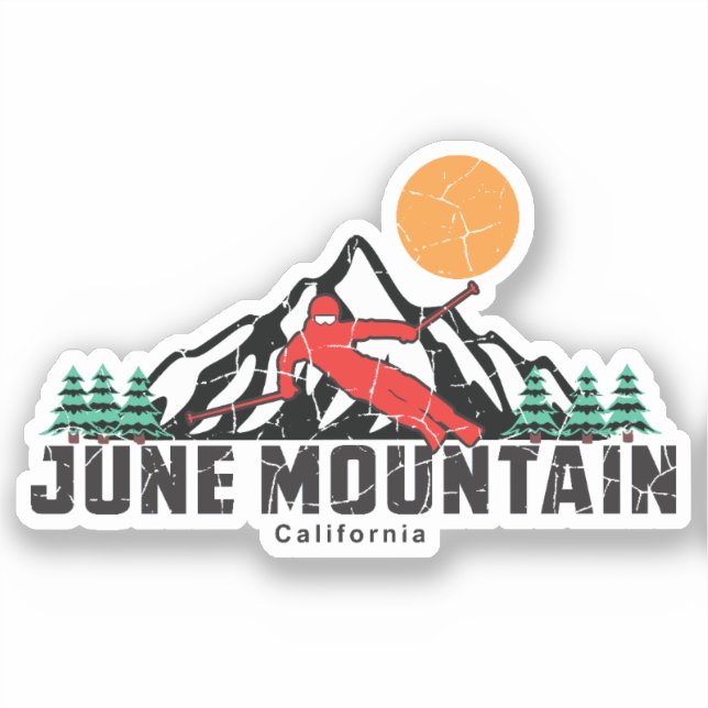 Retro June Mountain Ski Aufkleber (Vorderseite)