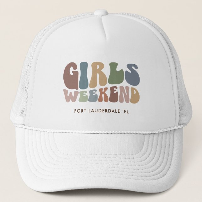 Retro Junggeselinnen-Abschied Girls Weekend Brie Truckerkappe (Vorderseite)