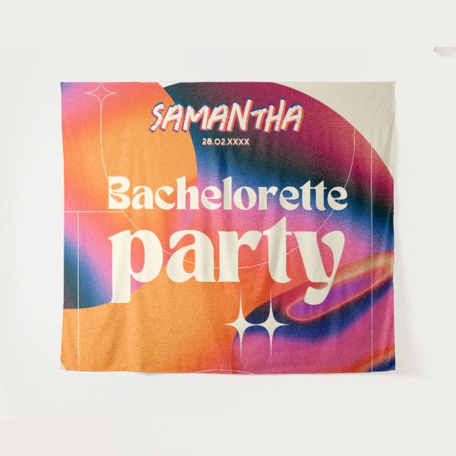 Retro Junggeselinnen-Abschied Hintergrund Groovy 7 Wandteppich (Vorderseite (Horizontal))