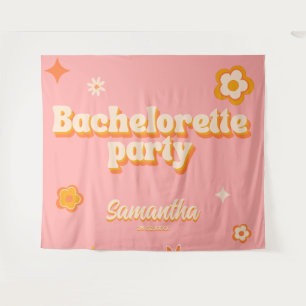 Retro Junggeselinnen-Abschied Hintergrund Groovy 7 Wandteppich