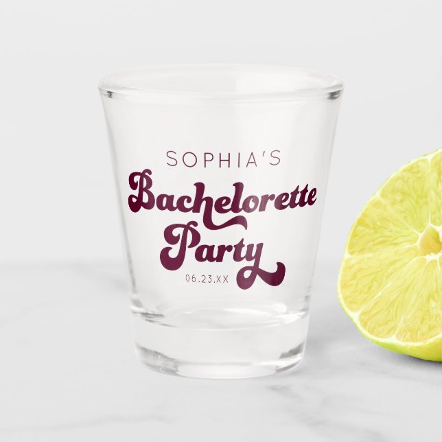 Retro-Junggeselinnen-Abschied-Shotglas Schnapsglas (Vorderseite)