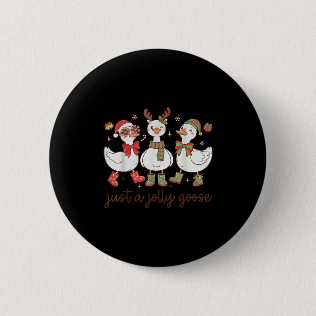 Retro Just A Jolly Goose Satan Christmas Holiday C Button (Vorderseite)