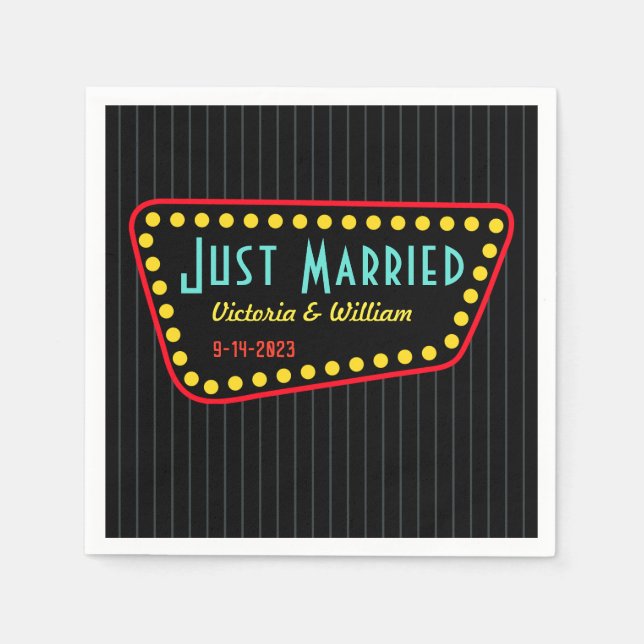 Retro Just Married Wedding Napkins Serviette (Vorderseite)