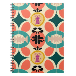 Retro-Käfer-Muster   Notizbuch Journal Notizblock