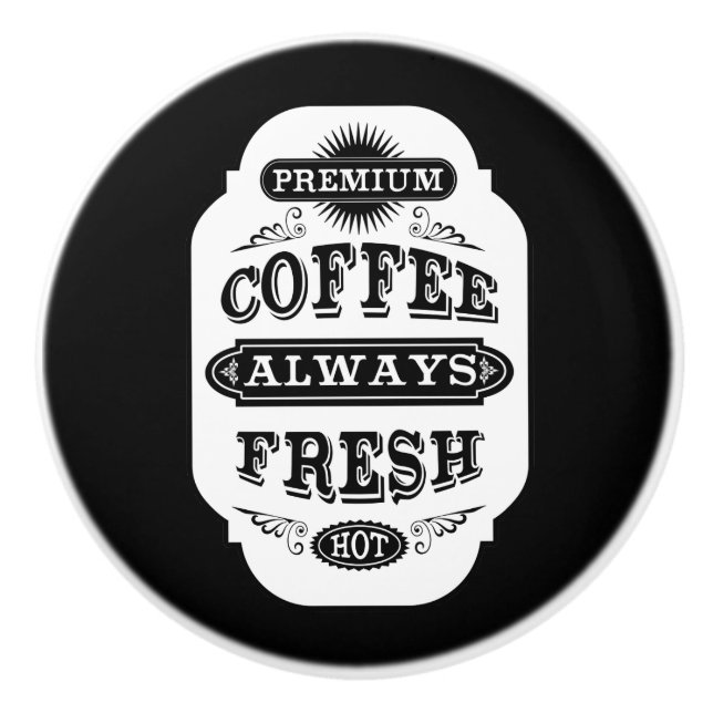 Retro Kaffee-Aufkleber Keramikknauf (Vorderseite)