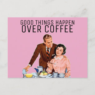 RETRO-KAFFEE-PAAR 1950ER POSTKARTE