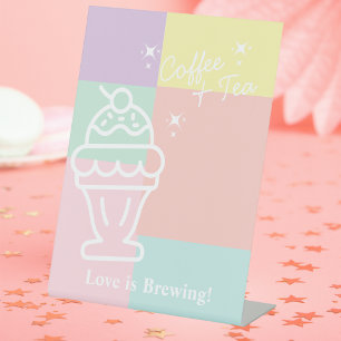 Retro-Kaffee und Tee-Liebe Braut Eiscreme Sockelschild