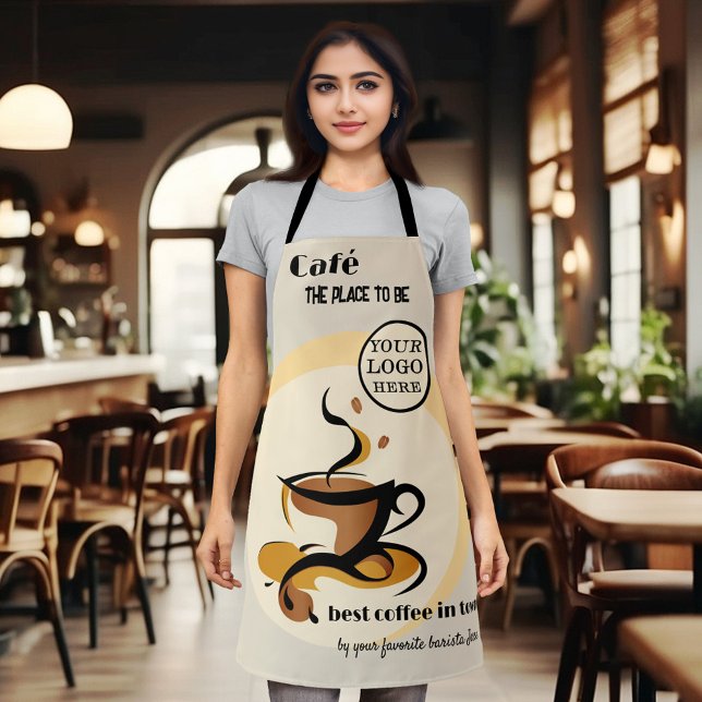 Retro-Kaffeebarista Schürze (Apron with a simple design with retro coffee cup - with logo template - café - barista - coffee shop)