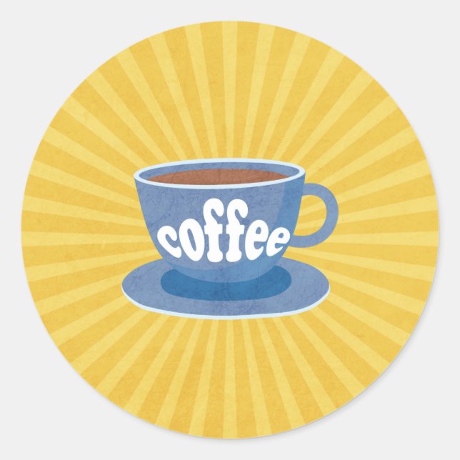 Retro-Kaffeedesign Runder Aufkleber (Vorderseite)