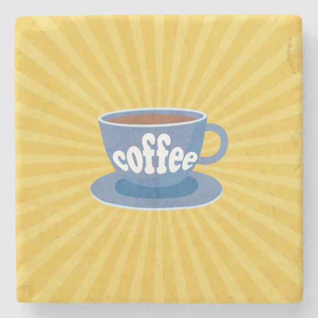 Retro-Kaffeedesign Steinuntersetzer (Vorderseite)