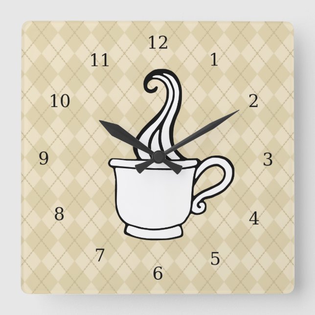 Retro-Kaffeeküche Wandschloss Quadratische Wanduhr (Vorderseite)