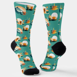 Retro-Kaffeekuppen und Kaffeeköpfe Socken
