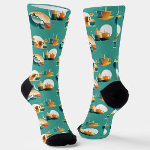 Retro-Kaffeekuppen und Kaffeeköpfe Socken