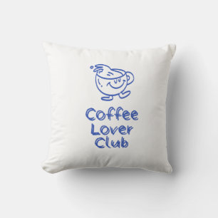 Retro-Kaffeeliebhaber-Club Lächelnde Tasse Blau Mi Kissen