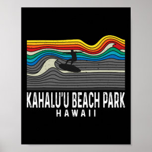 Retro Kahalu'u Beach Park Hawaii Surfer Surfen Poster