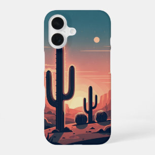 Retro-Kaktus beim Sonnenuntergang iPhone 16 Hülle