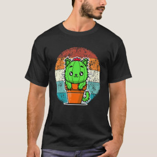 Retro-Kaktus Kaktus-Katze Pflanze Für Männer Fraue T-Shirt