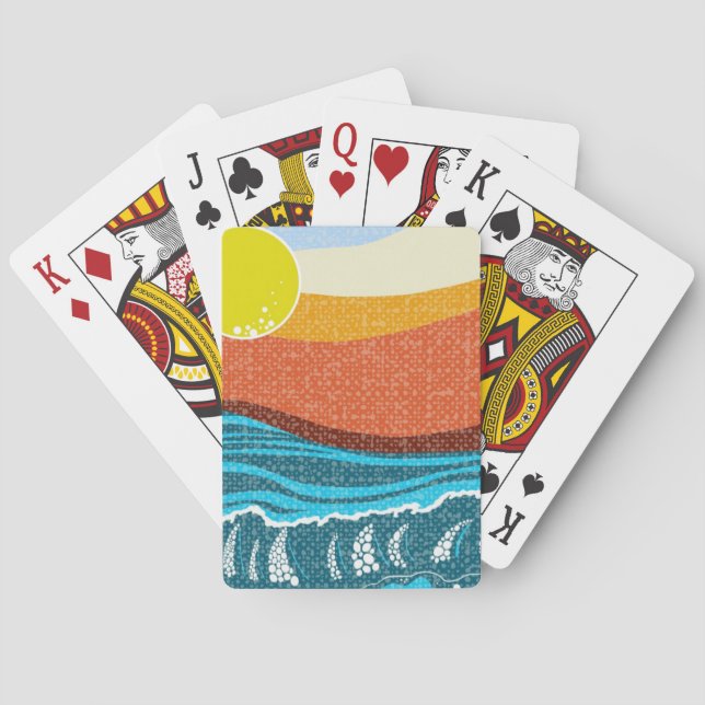 Retro Kalifornien-Sonnenuntergang-Spielkarten Spielkarten (Rückseite)