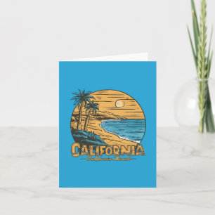 Retro-Kalifornien-Sonnenuntergangs-Strandszene Feiertagskarte