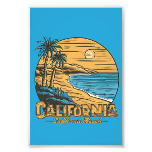Retro-Kalifornien-Sonnenuntergangs-Strandszene Fotodruck