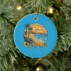 Retro-Kalifornien-Sonnenuntergangs-Strandszene Keramik Ornament
