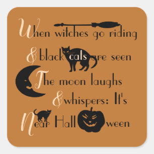 Retro-Kalligrafie Traditionelles Halloween-Gedicht Quadratischer Aufkleber