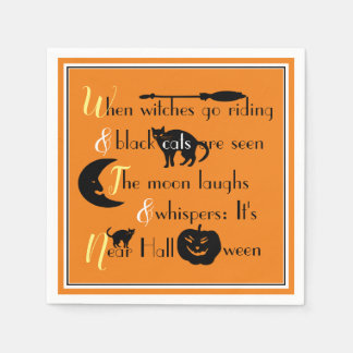 Retro-Kalligrafie Traditionelles Halloween-Gedicht Serviette