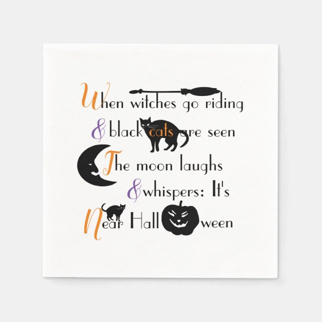 Retro-Kalligrafie Traditionelles Halloween-Gedicht Serviette (Vorderseite)