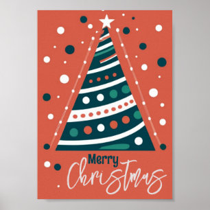 Retro-Kalligraphie minimalistisch Frohe Weihnachts Poster