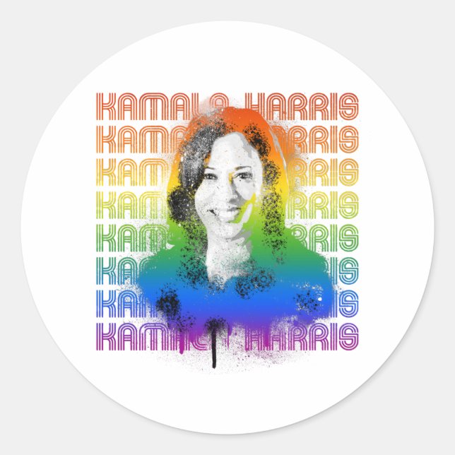 Retro Kamala Harris Pride Runder Aufkleber (Vorderseite)