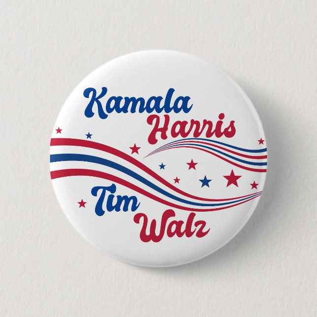 Retro Kamala Harris Tim Walz Blue Red Election Button (Vorderseite)