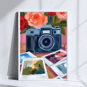 Retro-Kamera-Fotos nostalgische Aquarellmalerei Poster