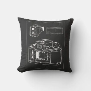 Retro-Kamera-Linienkunst mit Filmstreifen Kissen