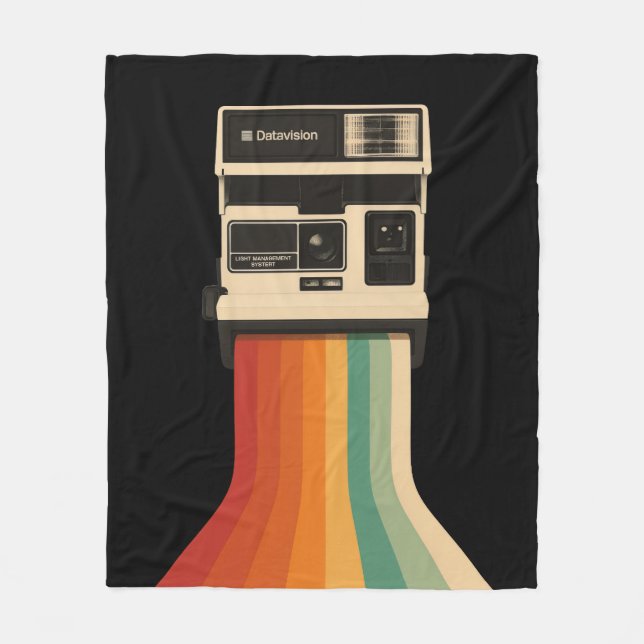 Retro-Kamera mit Regenbogen-Druck Fleecedecke (Vorderseite)