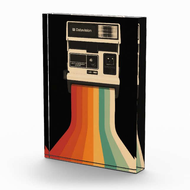 Retro-Kamera mit Regenbogen-Druck Fotoblock (Rechts)
