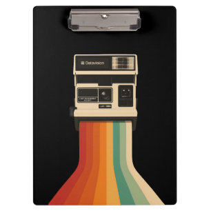 Retro-Kamera mit Regenbogen-Druck Klemmbrett