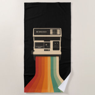 Retro-Kamera mit Regenbogen-Druck Strandtuch