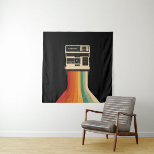 Retro-Kamera mit Regenbogen-Druck Wandteppich