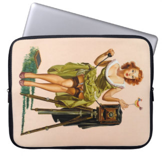 Retro-Kamera-Pinupgirl Laptopschutzhülle