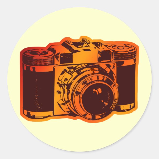 Retro Kamera Runder Aufkleber (Vorderseite)
