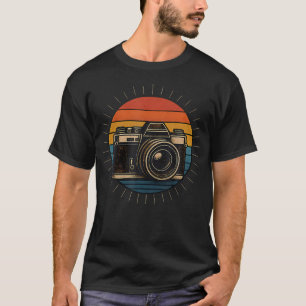 Retro-Kamera-Sonnenuntergangs-Streifen-Design für T-Shirt